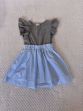 Crewcuts Ruffled Sleeve Striped Dress, Size 2T